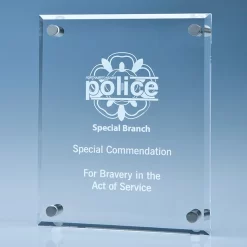 25cm X 20cm Clear Glass Wall Display Plaque Inc Fixing Kit £165.90