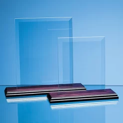 18cm X 12.5cm Bevelled Glass Rectangle On Wood Base £26.08