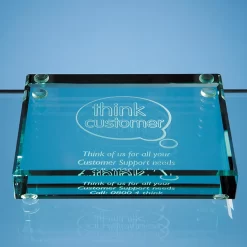 10cm Jade Glass Rectangle Paperweight £13.30