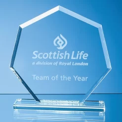 15cm X 15cm X 12mm Jade Glass Facet Heptagon Award £28.70