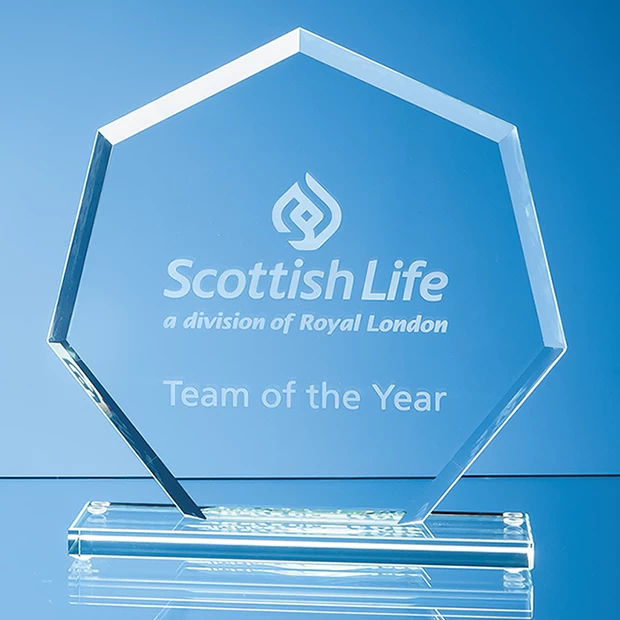 15cm X 15cm X 12mm Jade Glass Facet Heptagon Award £28.70 1 15cm X 15cm X 12mm Jade Glass Facet Heptagon Award £28.70