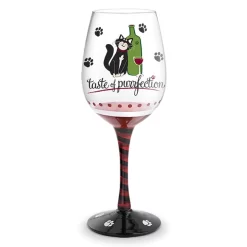 Taste Of Purrfection Hand-Decorated Wine Glass