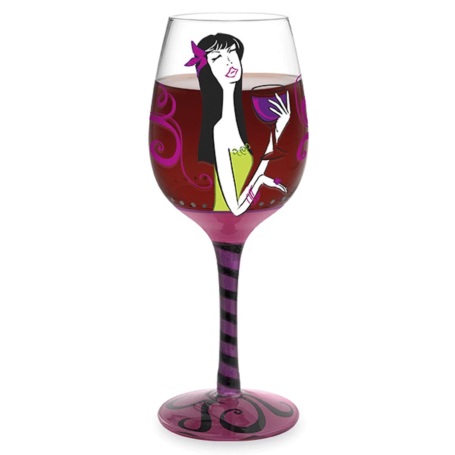 Wine Girl Hand-Decorated Wine Glass 2 Wine Girl Hand-Decorated Wine Glass - Image 2