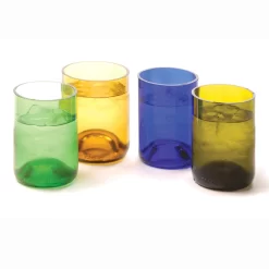Oenophilia Recycled Glass Wine Bottle Tumblers, Set Of 4, Assorted Colors